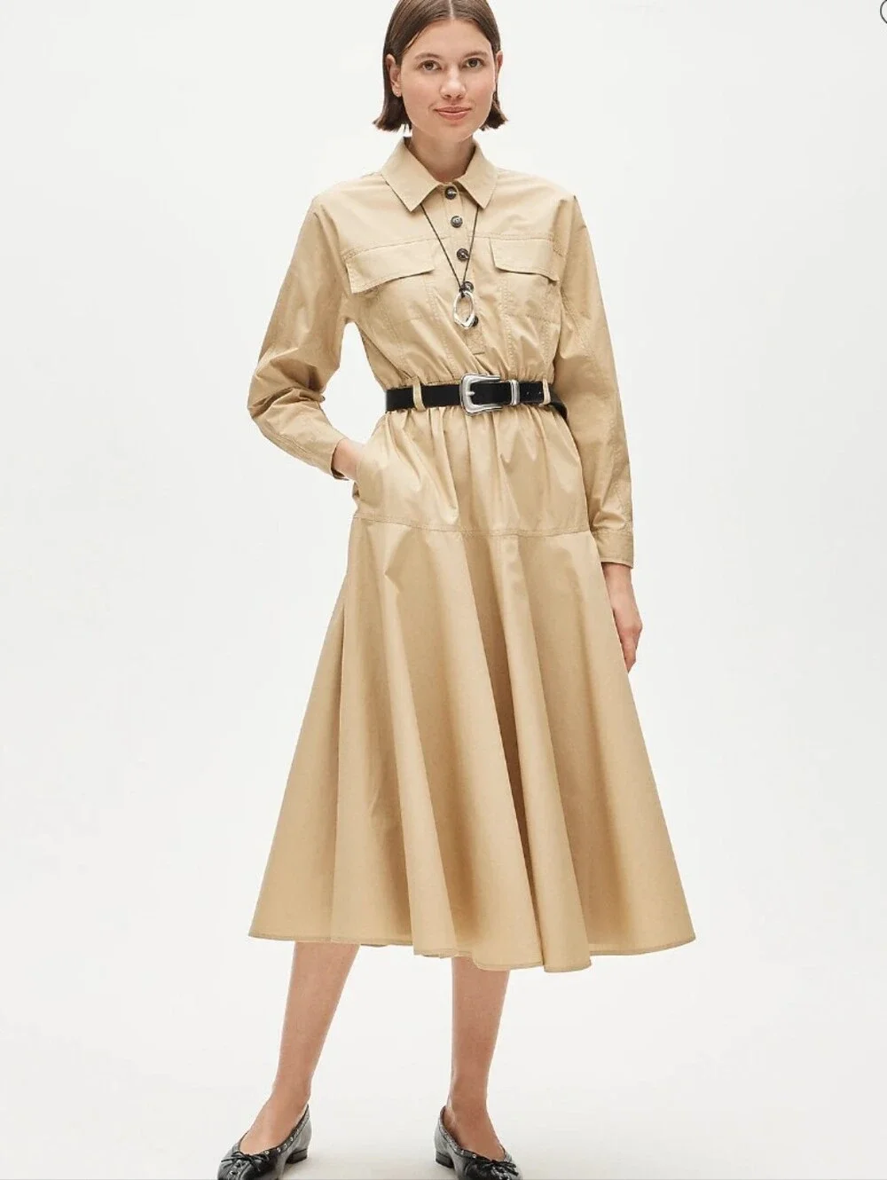 J Crew Trench shirt-dress in cotton poplin CS932 Size 10 NEW Tan